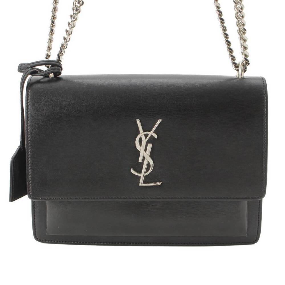Saint Laurent Sunset Leather Chain Shoulder Bag Black